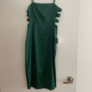 NWT Superdown emerald green silk cut-out dress